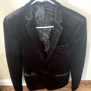 ASOS Black Crushed Velvet Slim Blazer 36r